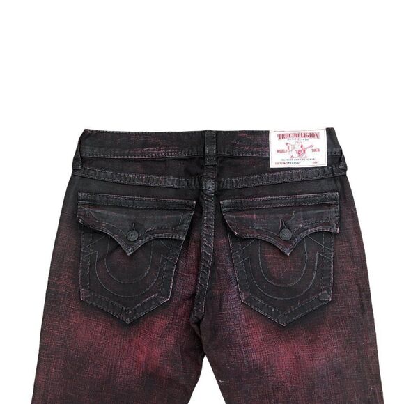 TRUE Religion Jeans Size 32 STRAIGHT Black/Red - Picture 8 of 9